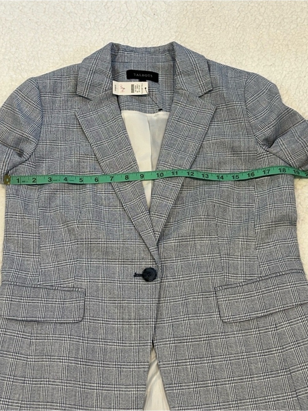 Talbots Spring Glen Plaid Blazer Jacket size 6 Blue White Preppy Office